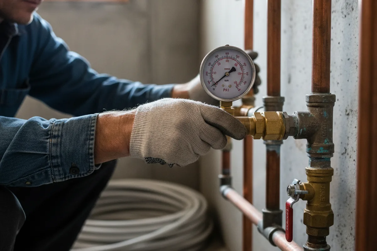 Pressure testing a repaired line during Water Line Repair in Mount Vernon